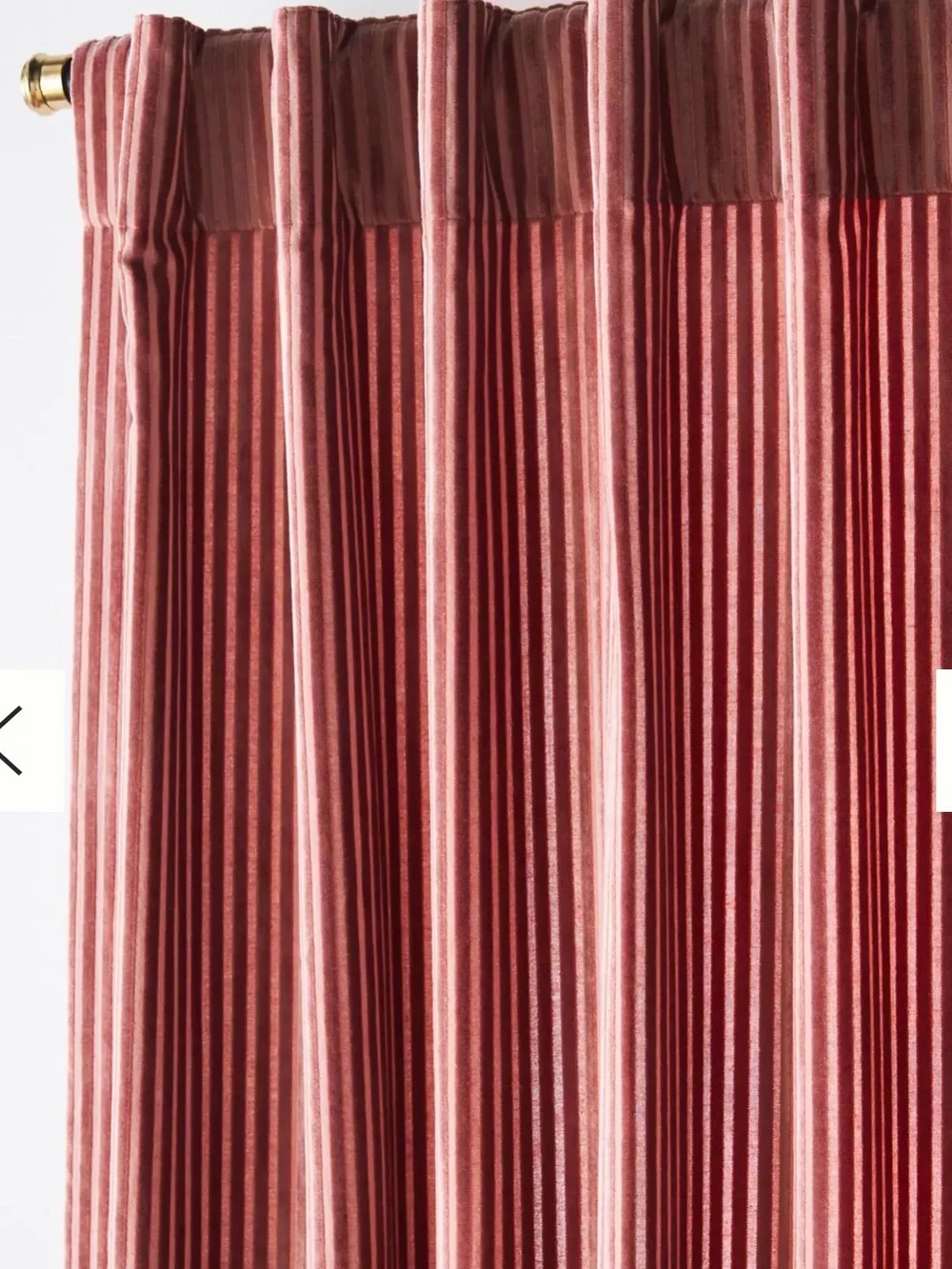 Anthropologie Fiora Ribbed Velvet Curtain Panel - Mauve Set of two